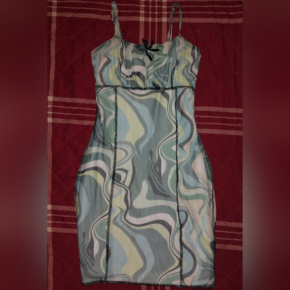 Rue21 Strapless Swirl Dress - Green and Blue